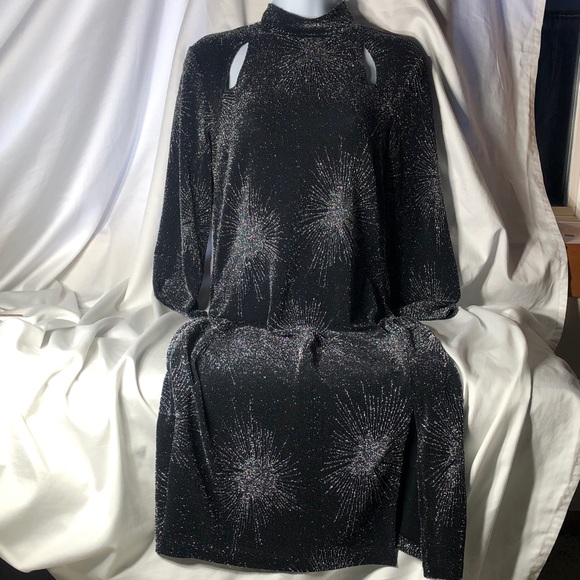 Enfocus Studio Dresses & Skirts - Vintage NWOT Enfocus Studio Black 3/4 Sleeve Sparkle Burst Midi Dress, Size 8